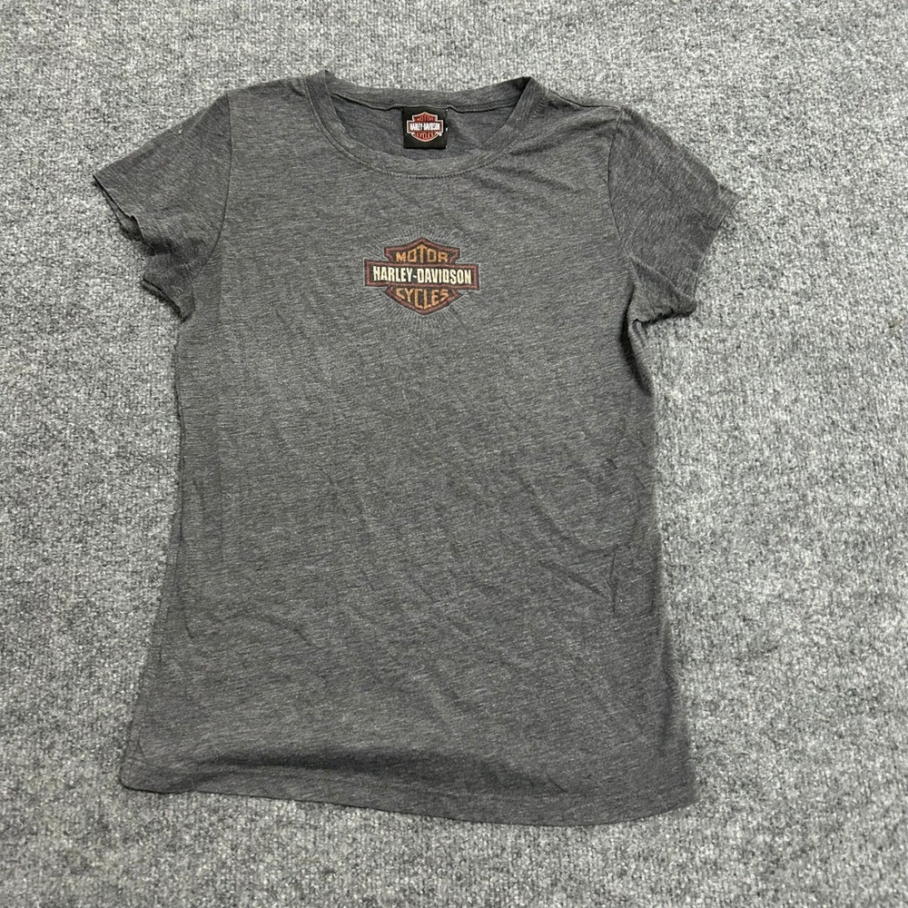 Harley-Davidson T-Shirt Womens Size L Gray Twin Cities Graphic Short Sleeve Tee